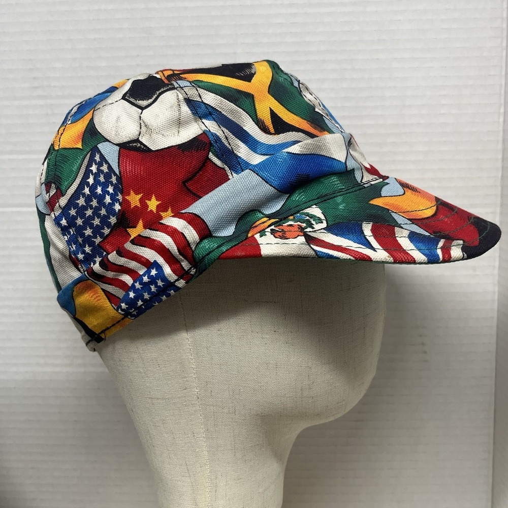 Vintage Kromer Soccer World Cup Flags Welding Cap Size 7‎ 1/8 Union Made USA